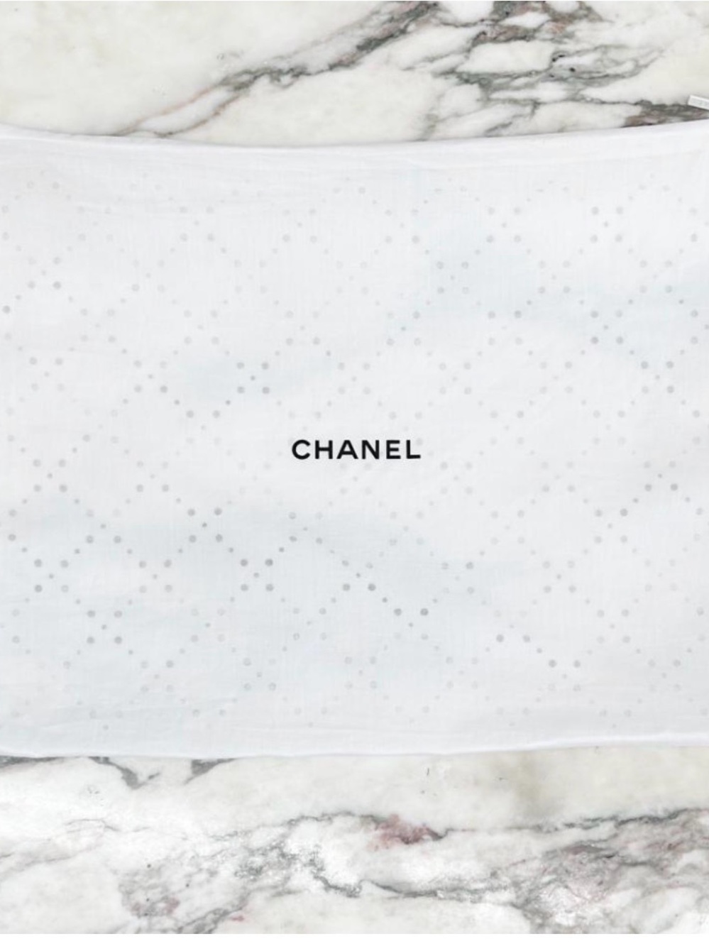 CHANEL White Quilted Dot Logo Dustbag zipped